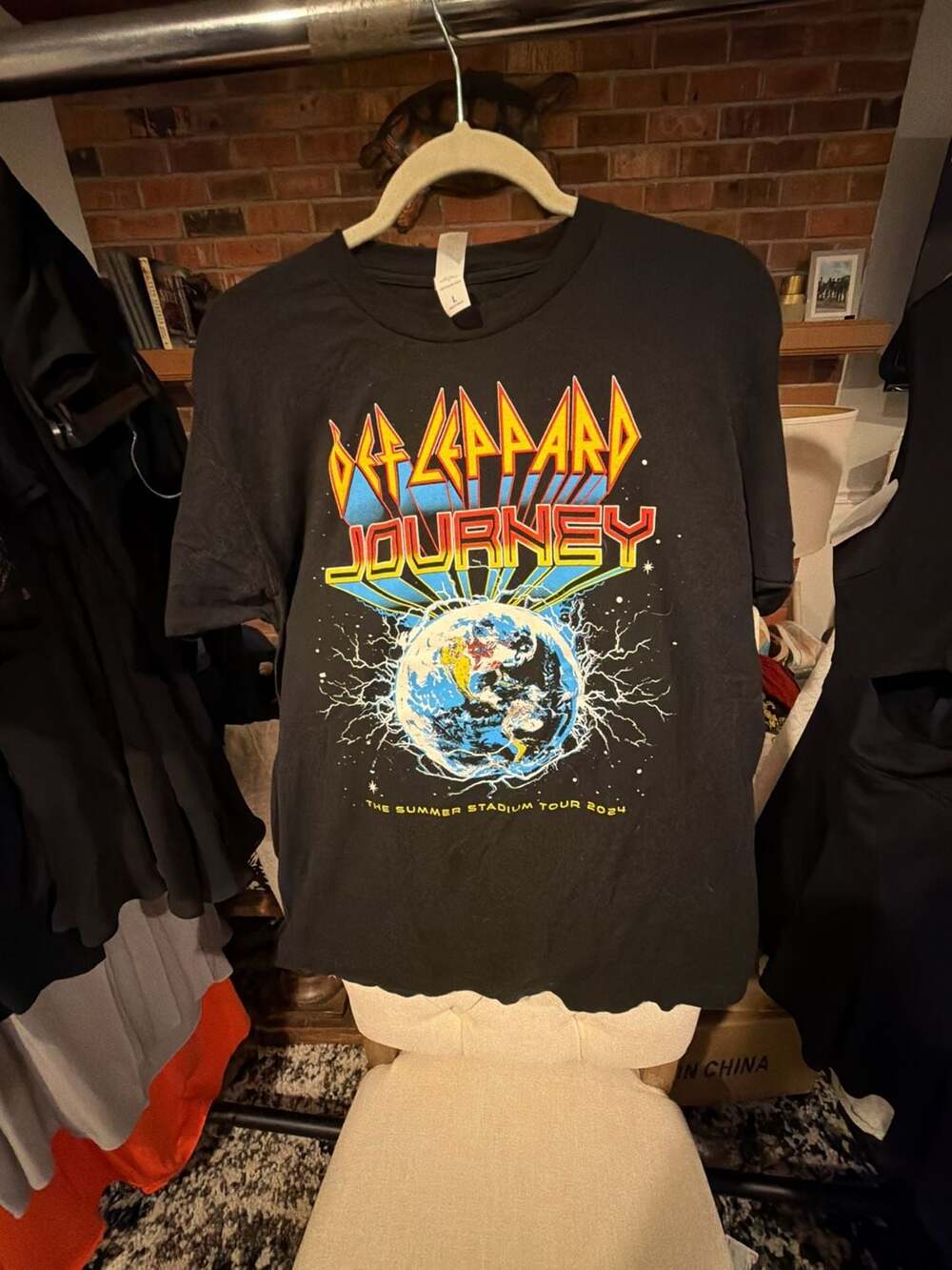 Def Leppard x Journey The Stadium Tour 2024 Black Graphic Concert T-Shirt Size L